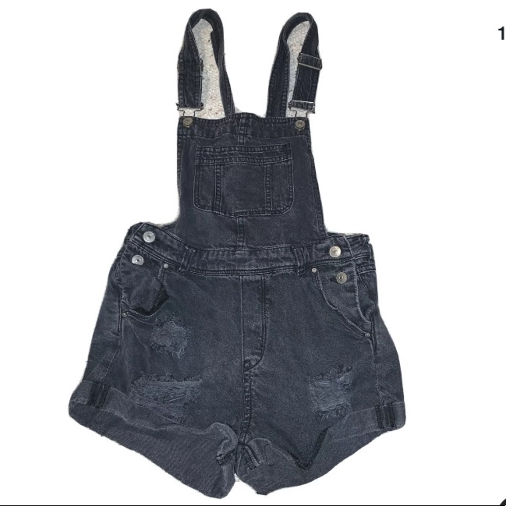 DIVIDED black Overall Shorts 26 Distressed Denim